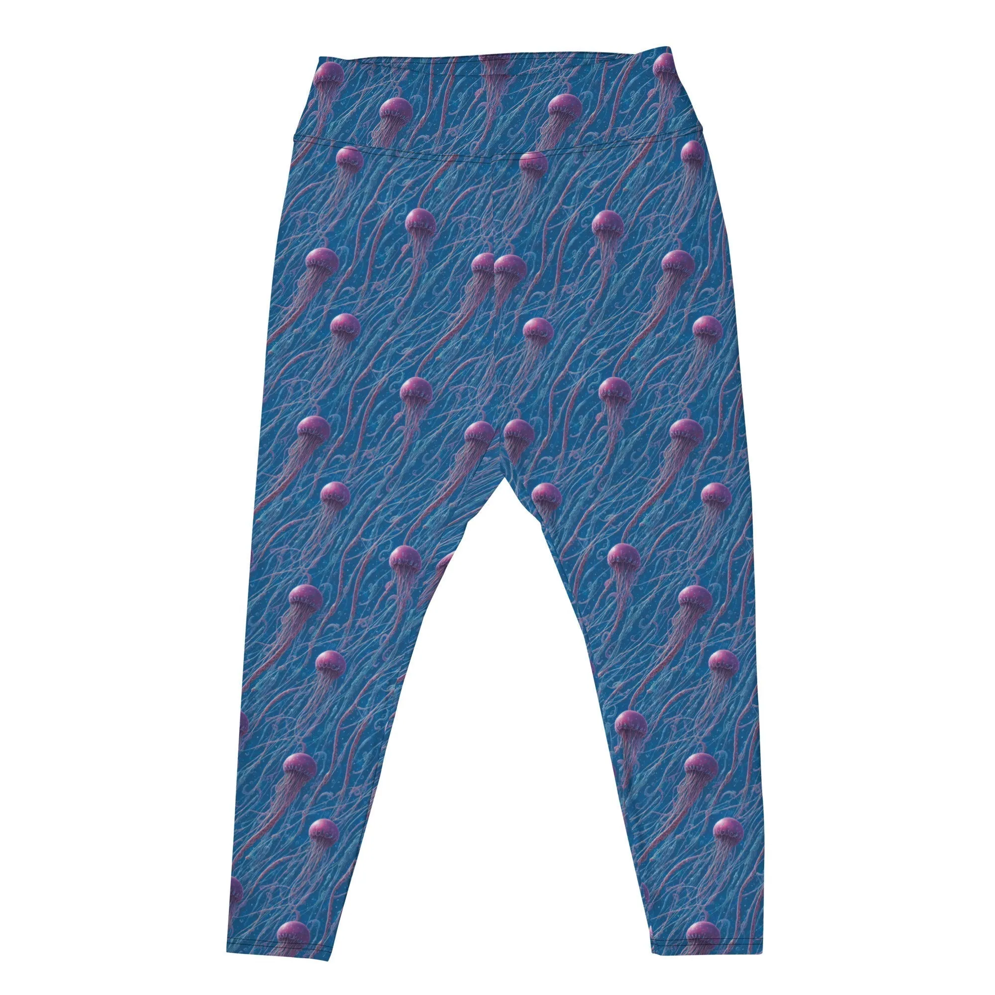 Plus Size Leggings - Blue and Violet Jellyfishes