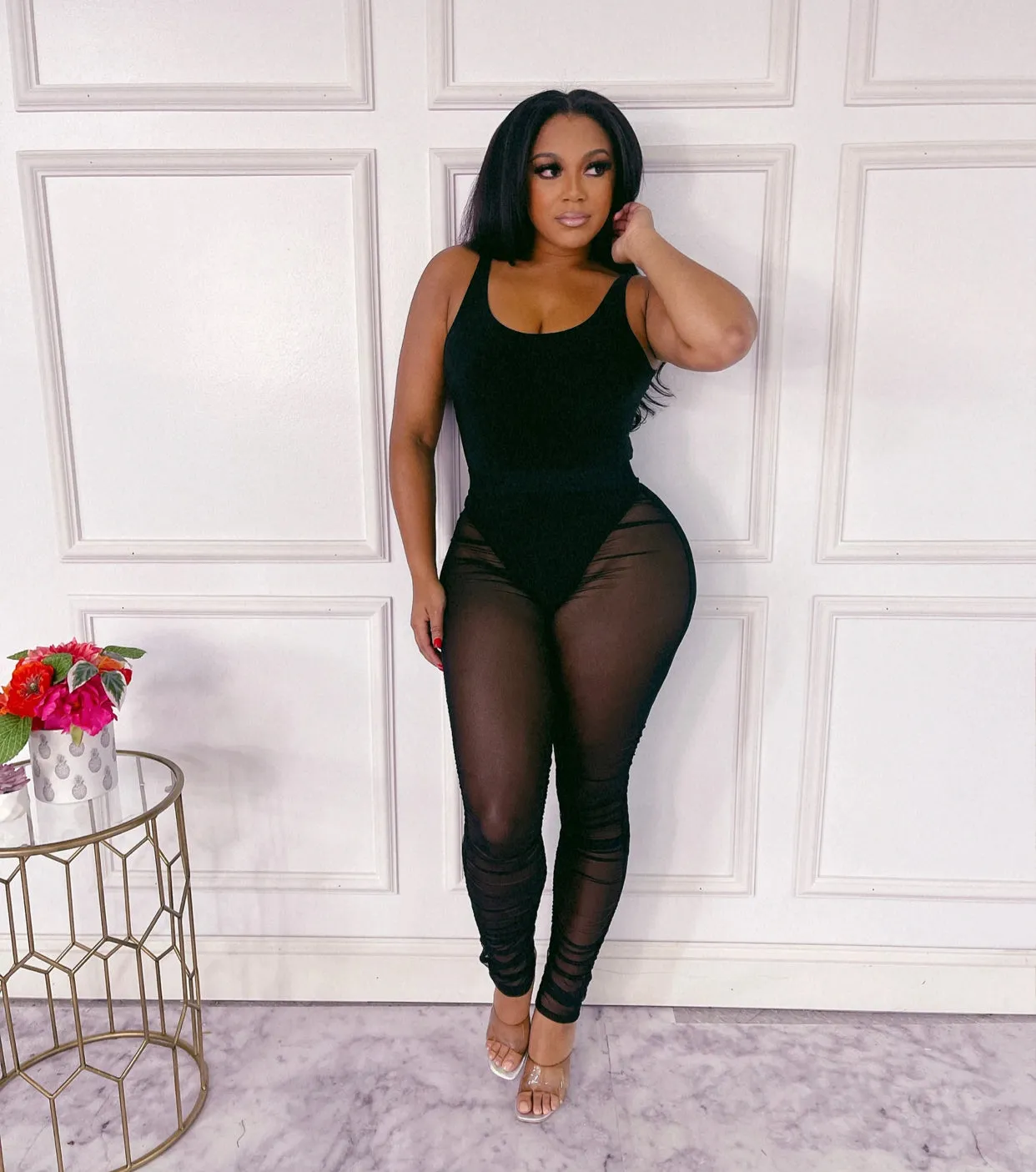 PLUS SIZES ! COVER ME IN MESH SWIMSUIT COVER LEGGINGS!