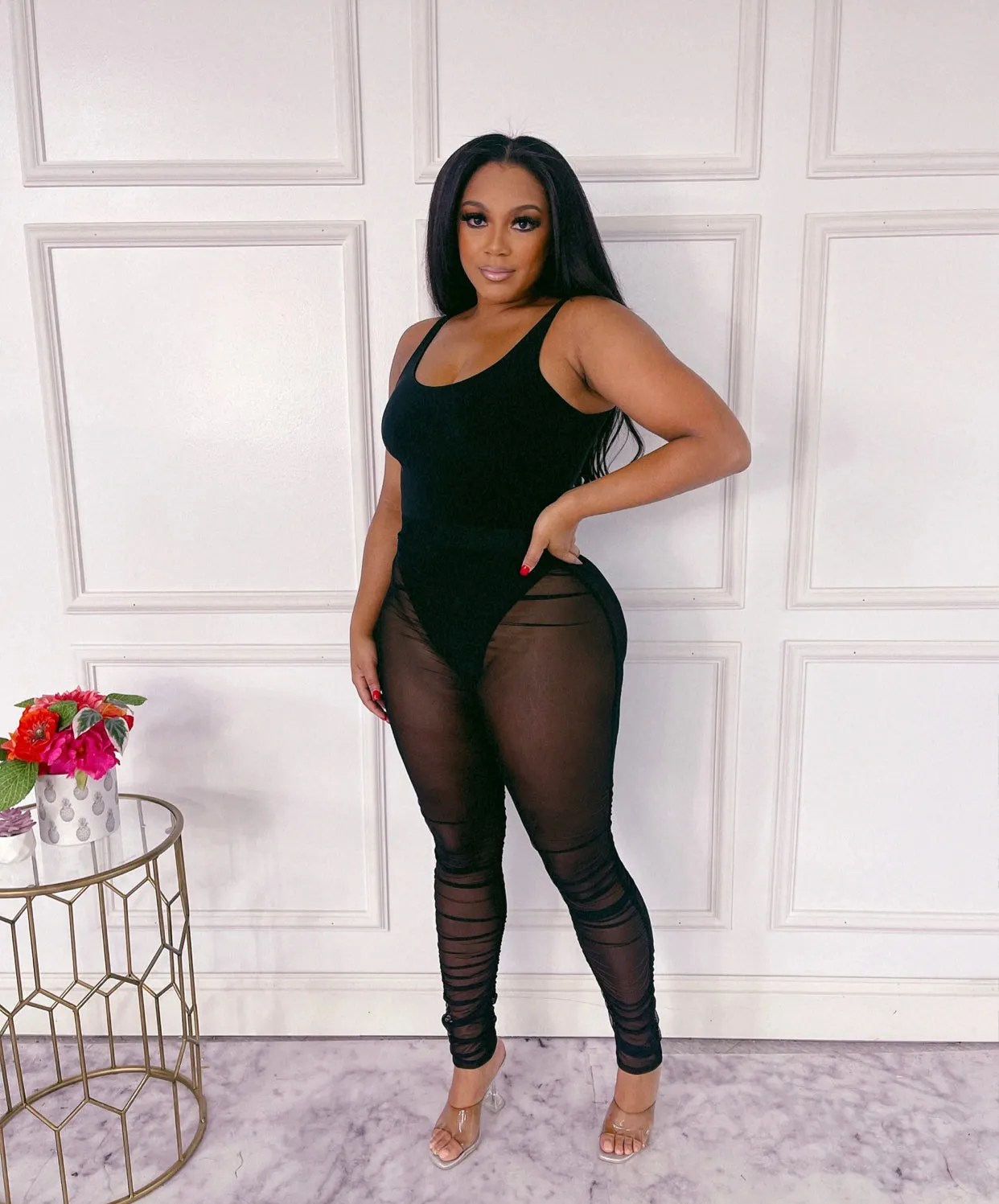 PLUS SIZES ! COVER ME IN MESH SWIMSUIT COVER LEGGINGS!