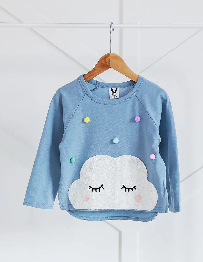 Pom-Pom Cloud Tee Blue
