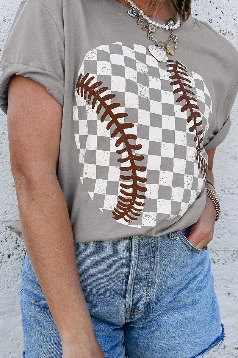 PREORDER! ETA 4/4 Checkered Baseball Gray T-Shirt **SHIPPING EXPECTED TO BEGIN ON DATE 4/4**