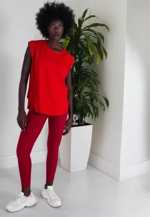 Red Buttery Soft Everyday Leggings & Top Set 25" – Perfect for Yoga, Workouts, and Lounging