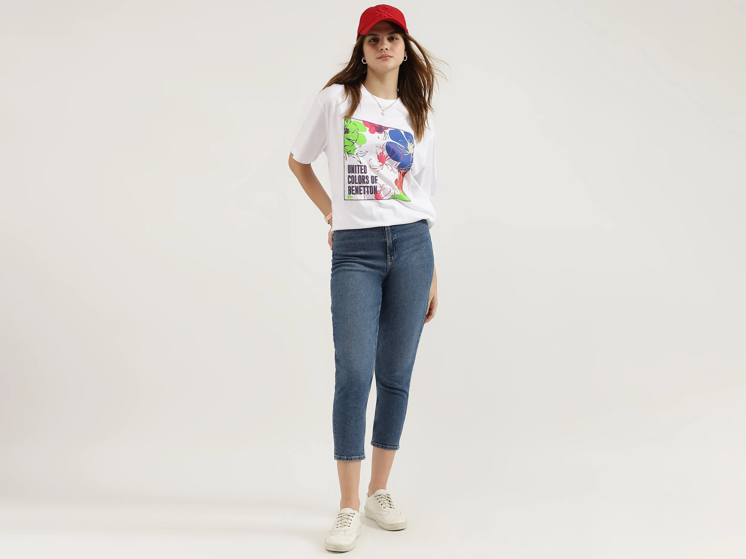 Relaxed Fit Round Neck Floral Print T-Shirts