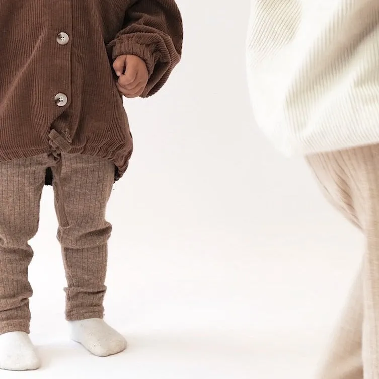 Ribbed Knit Leggings - Camel