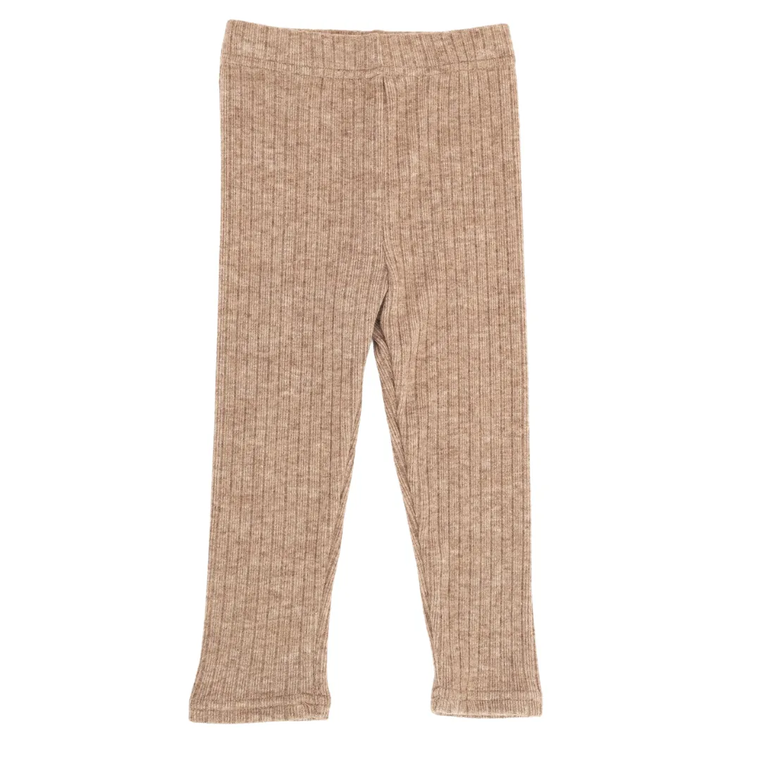 Ribbed Knit Leggings - Camel