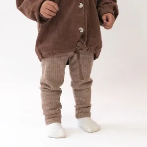 Ribbed Knit Leggings - Camel