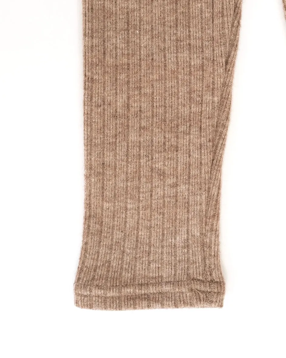 Ribbed Knit Leggings - Camel