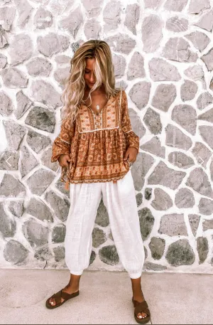 Saba Harem Pant - White Cotton