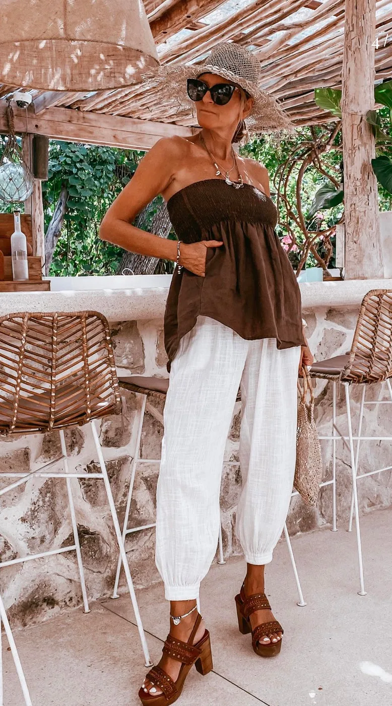 Saba Harem Pant - White Cotton