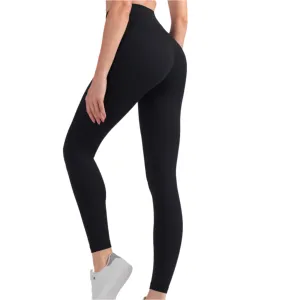 Seamless Front Basic Leggings - Black