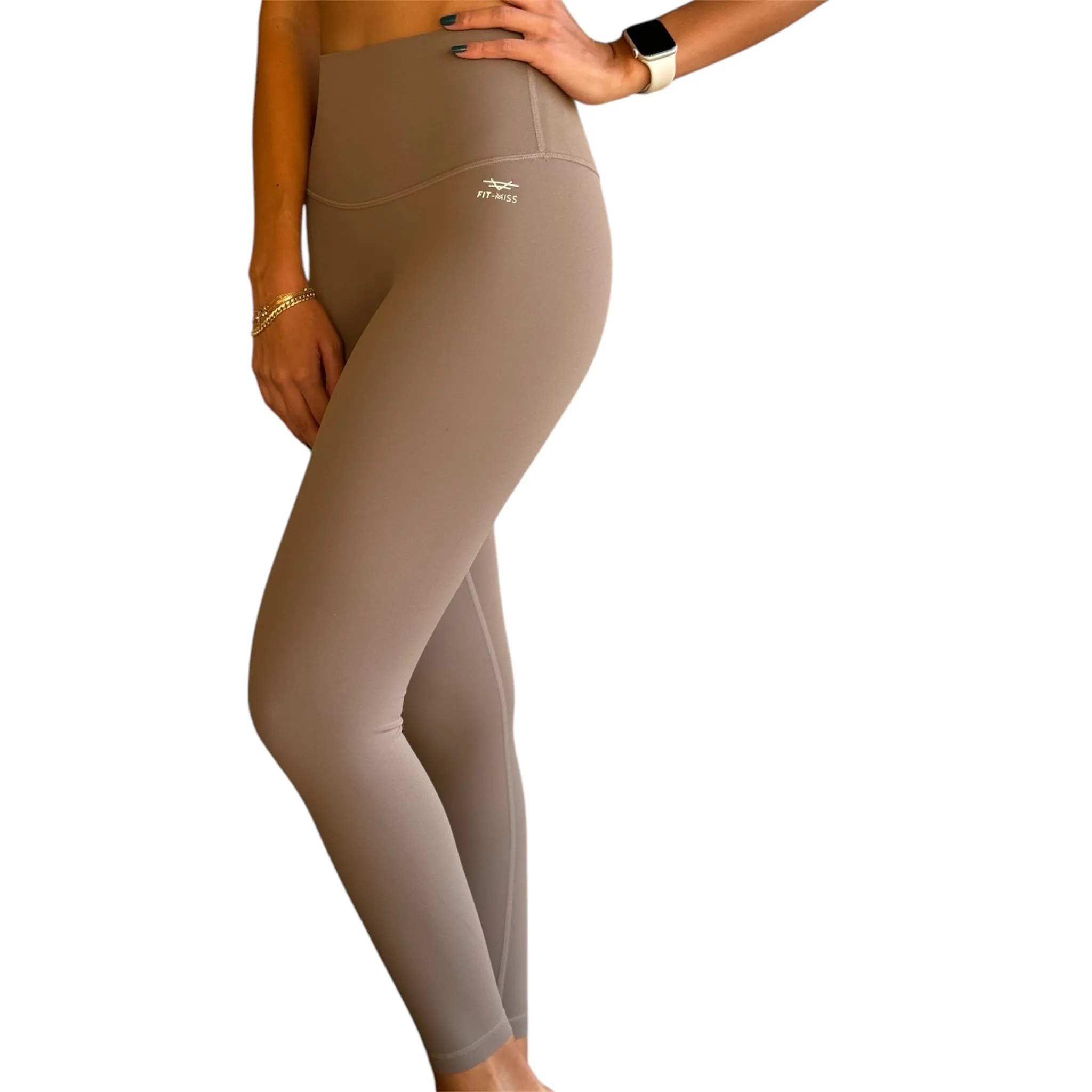 Seamless Front Basic Leggings - Khaki