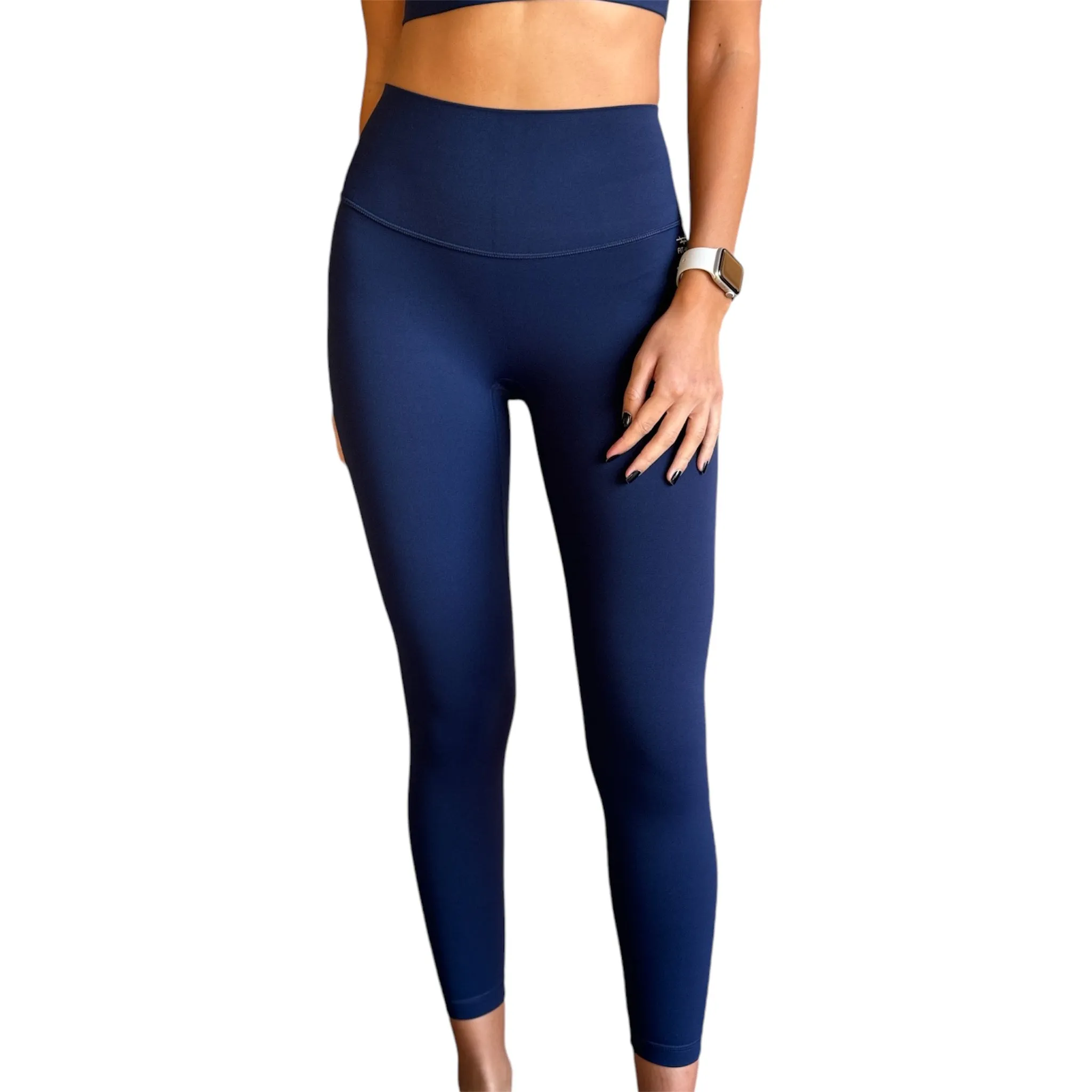 Seamless Front Basic Leggings - Midnight Blue