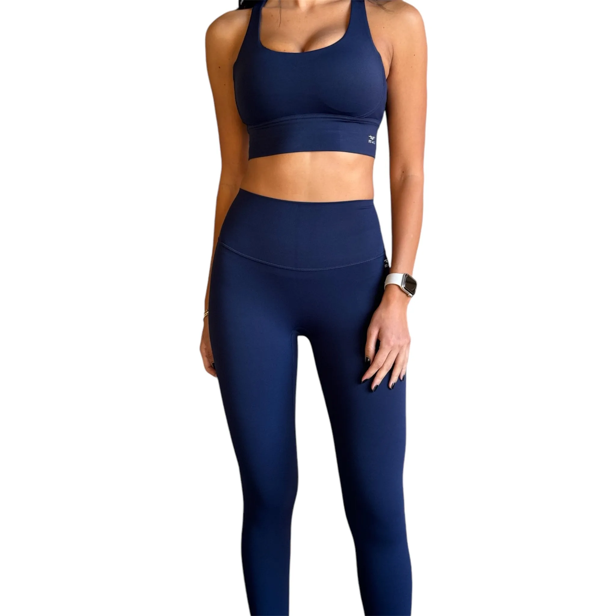Seamless Front Basic Leggings - Midnight Blue