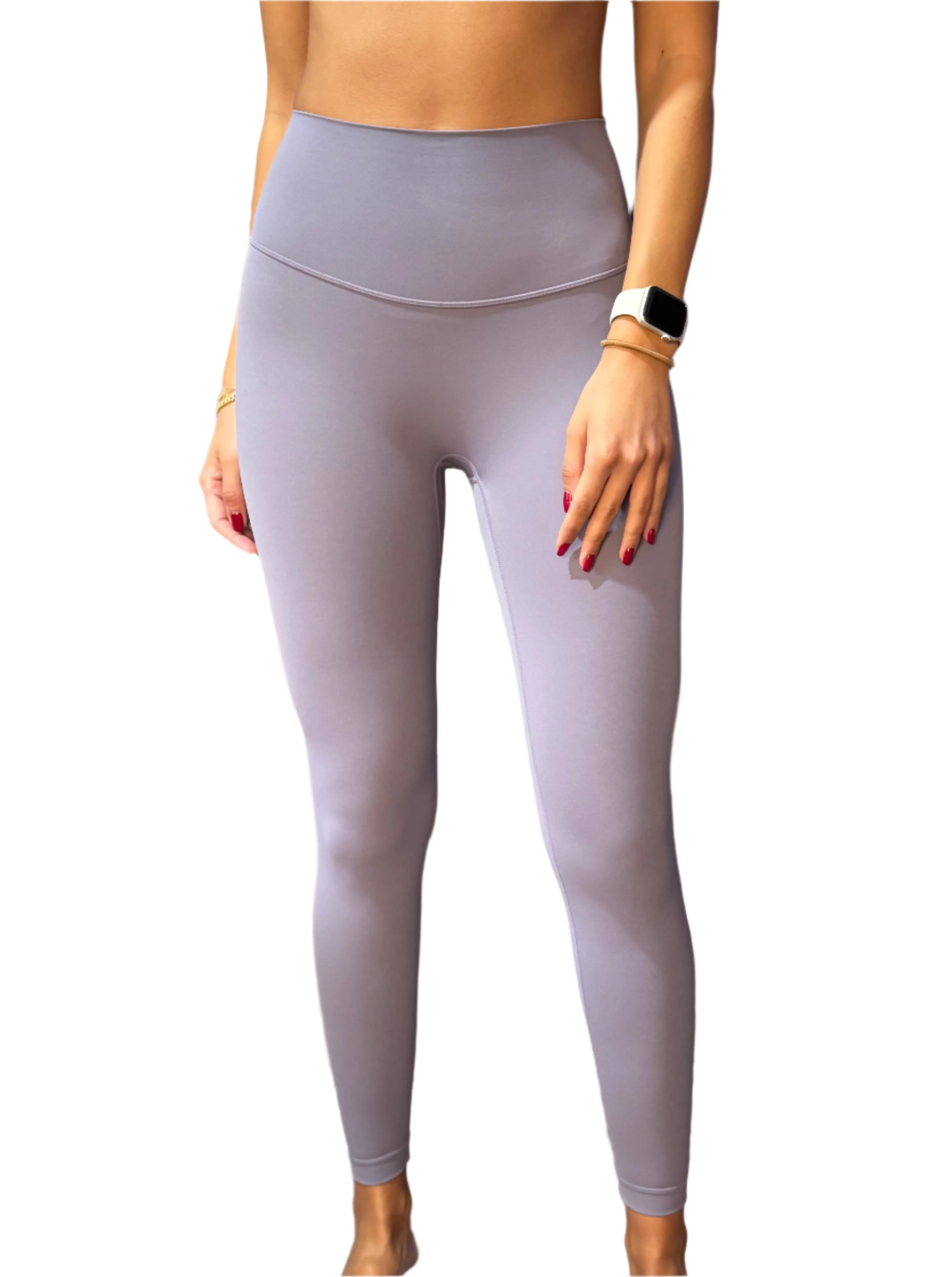 Seamless Front Basic Leggings - Purple Quartz