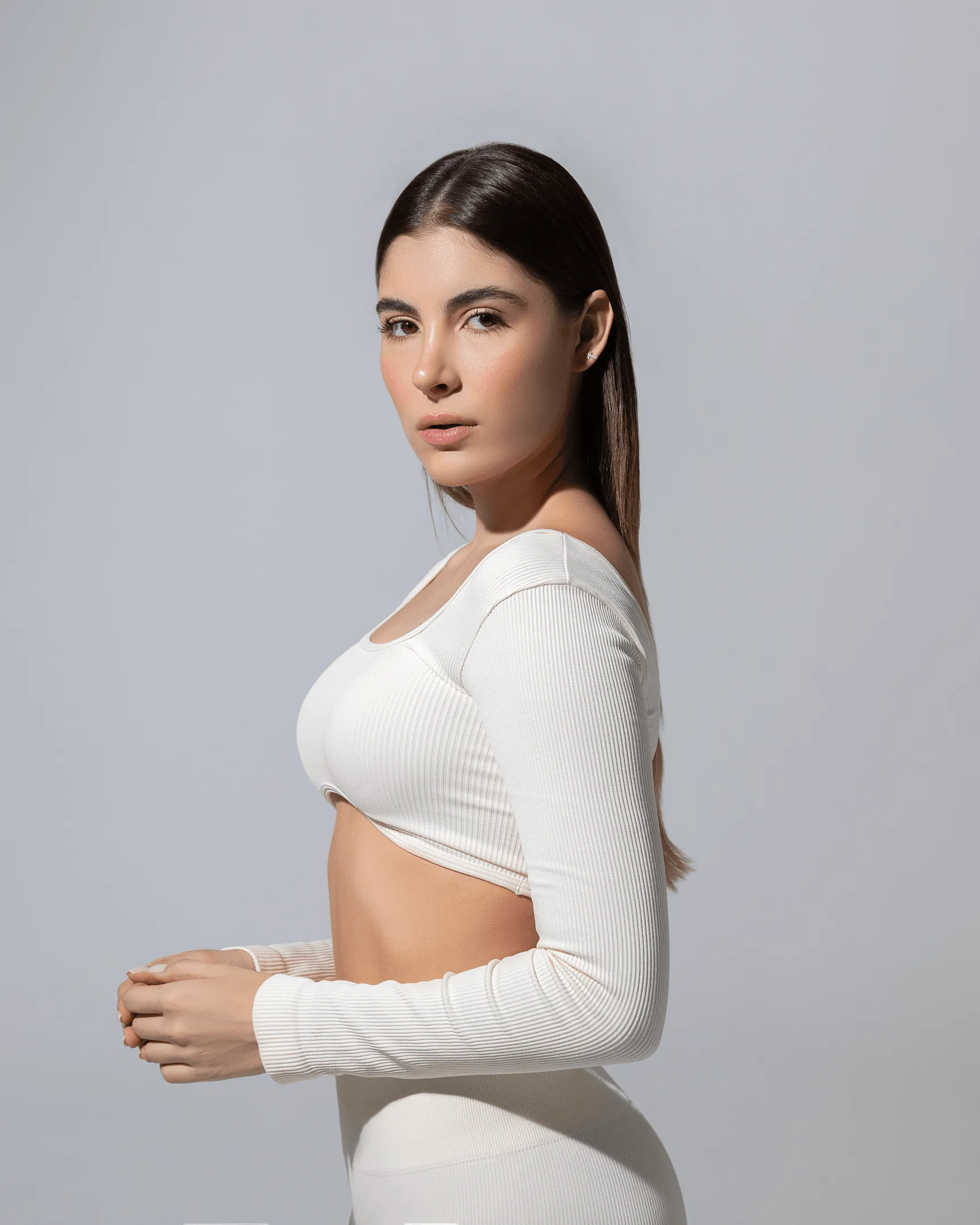 SEAMLESS RIBBED SUNSET LONG SLEEVE TOP