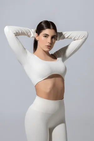SEAMLESS RIBBED SUNSET LONG SLEEVE TOP
