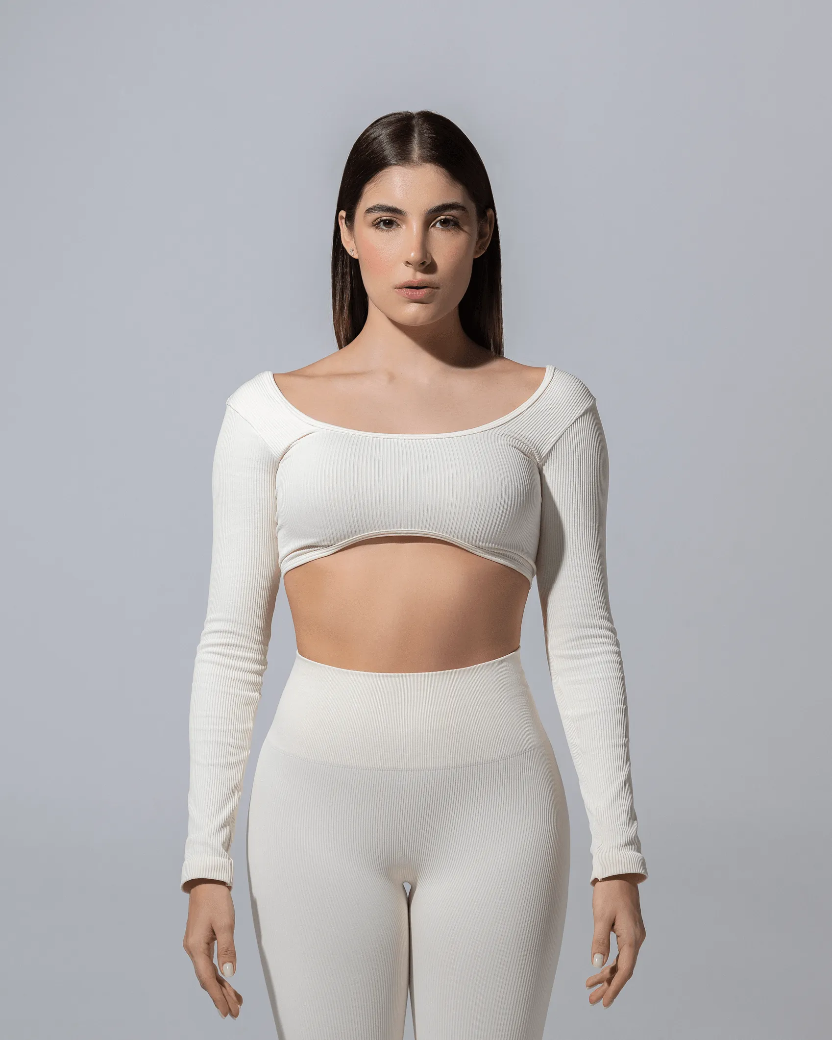 SEAMLESS RIBBED SUNSET LONG SLEEVE TOP