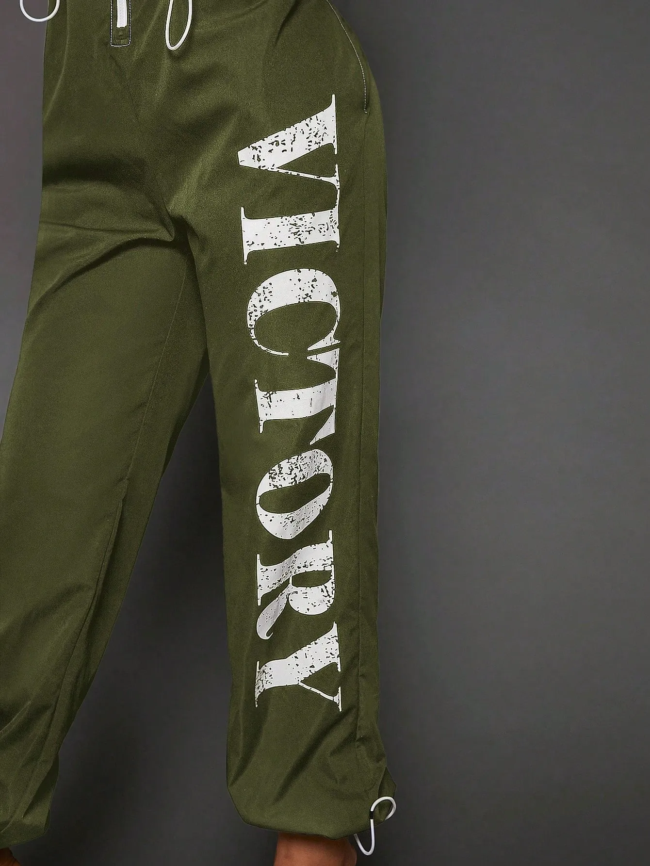 SEXY Letter Graphic Zip Up Drawstring Waist Jumpsuit