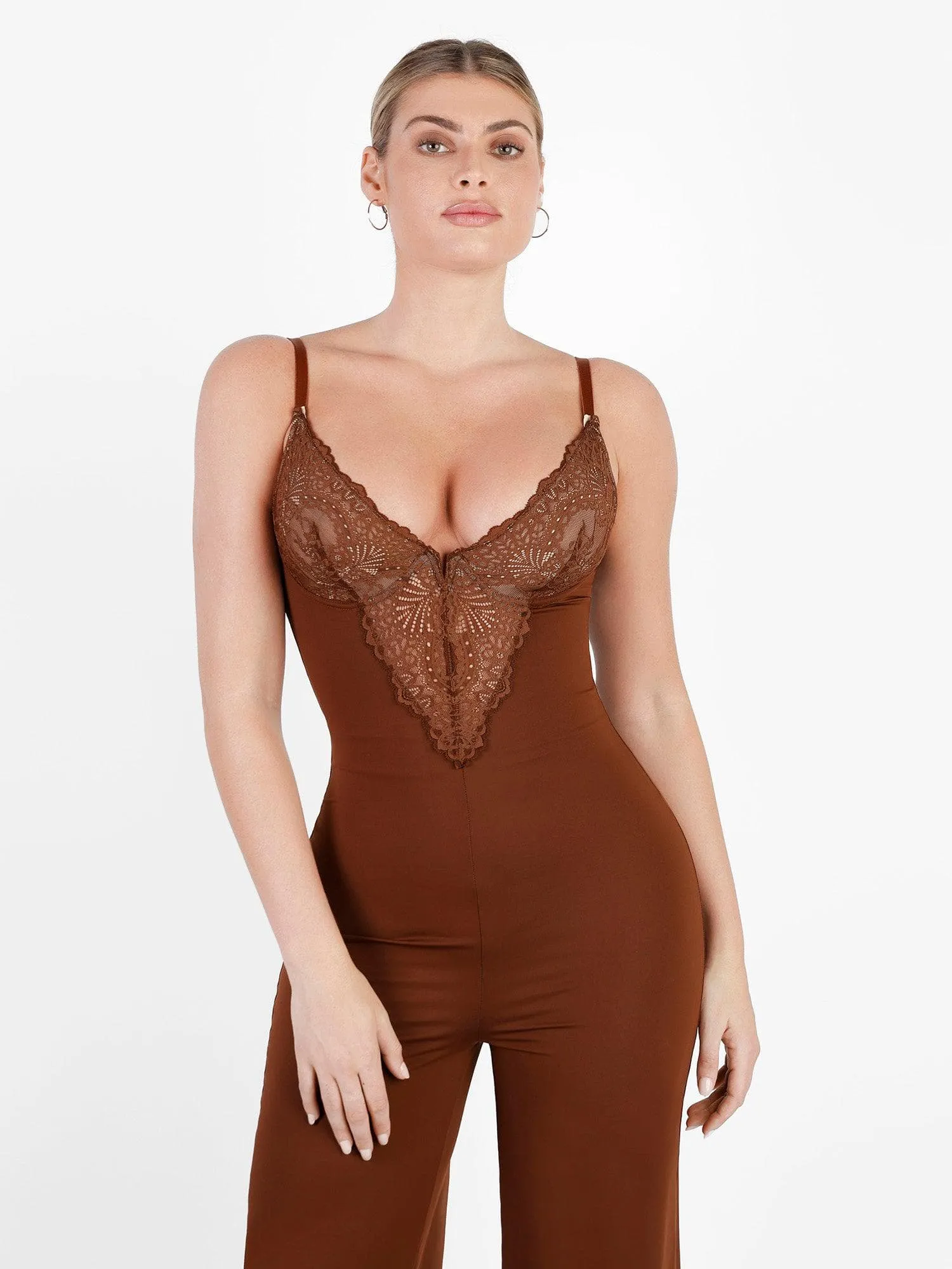 Shapewear Lace Deep V-Neck Sculpting Jumpsuit