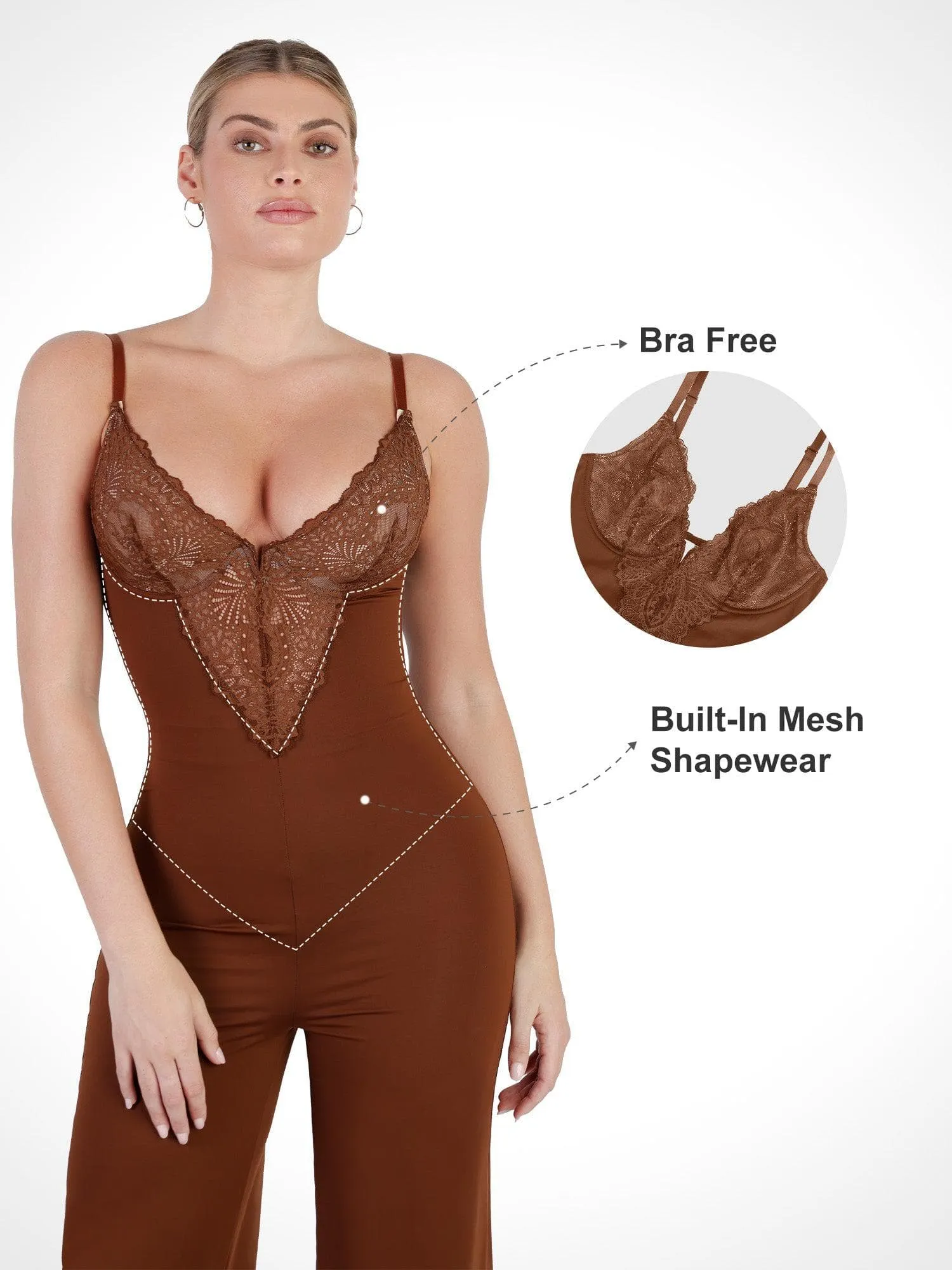 Shapewear Lace Deep V-Neck Sculpting Jumpsuit