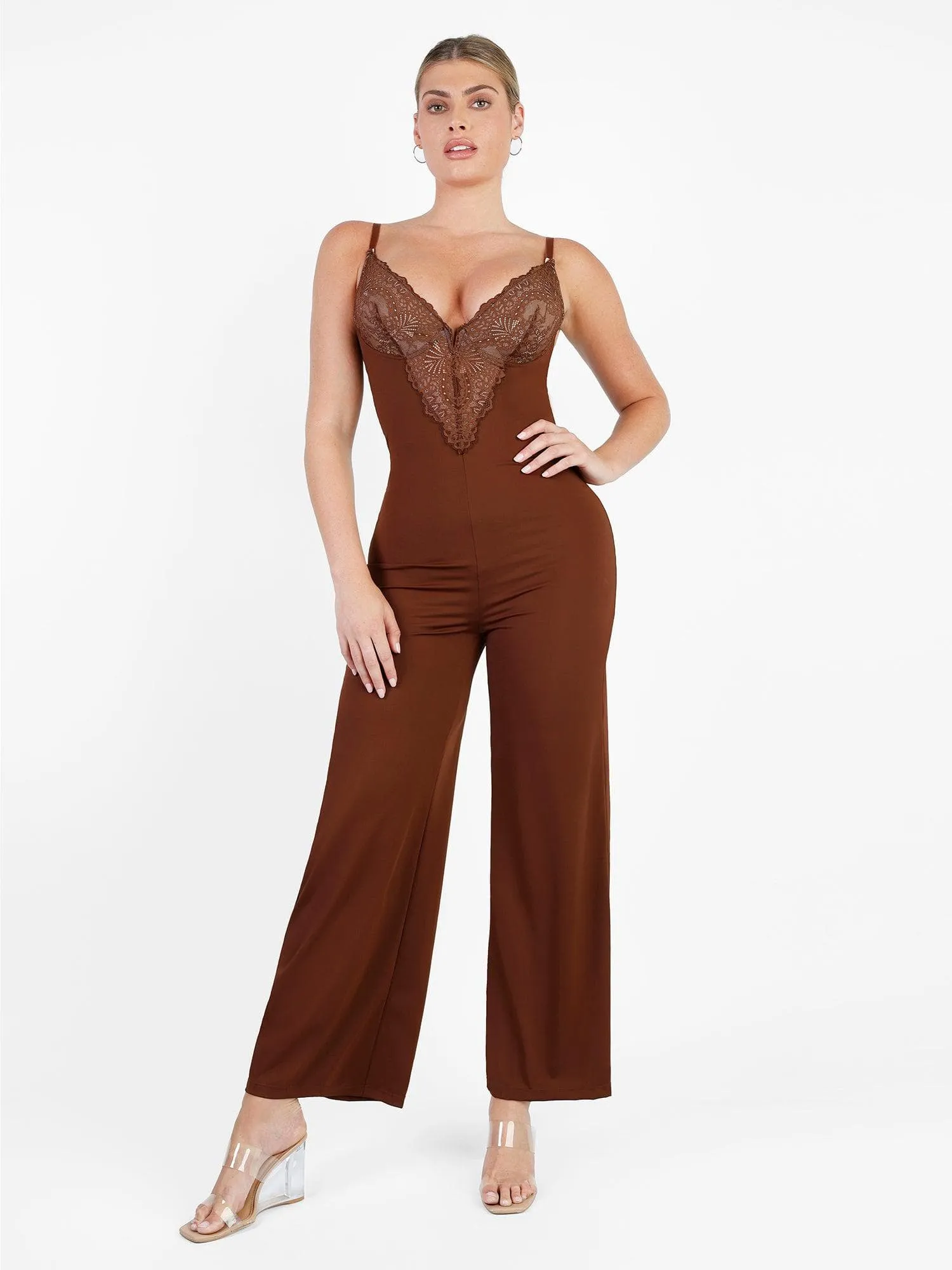 Shapewear Lace Deep V-Neck Sculpting Jumpsuit
