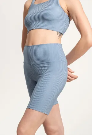 Short Yoga Leggings "Galena" in blue rib