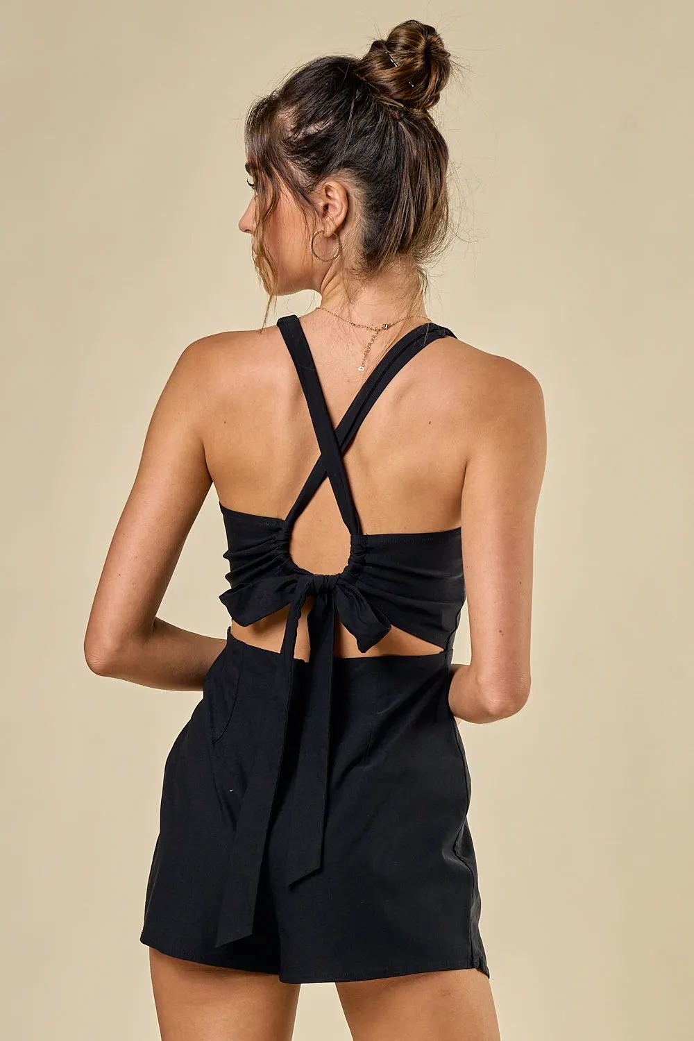 Sleeveless Cross Back Romper