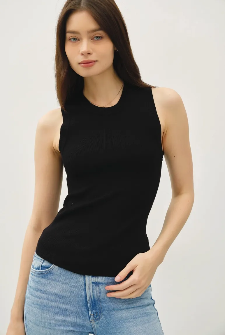 Sleeveless Ribbed Knit Tank