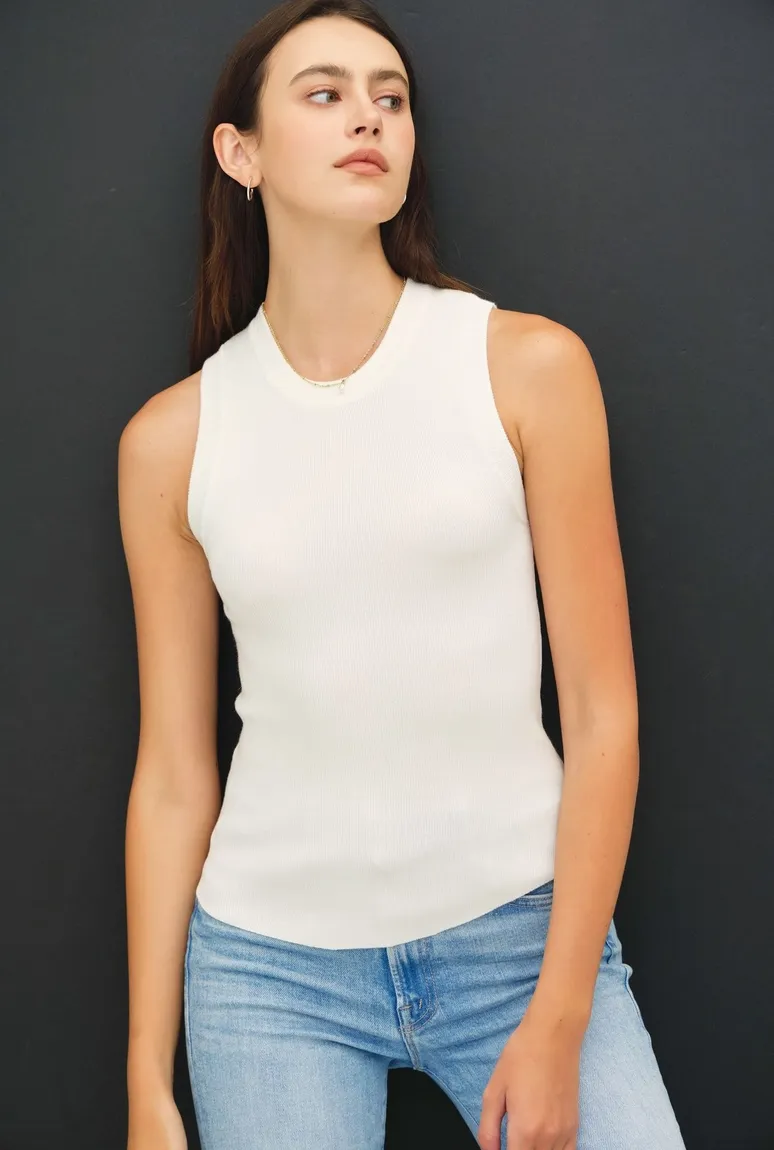 Sleeveless Ribbed Knit Tank
