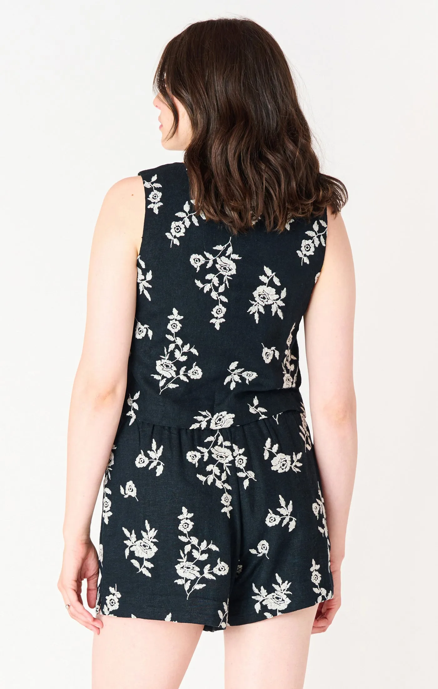 Square-Neck Embroidered Top