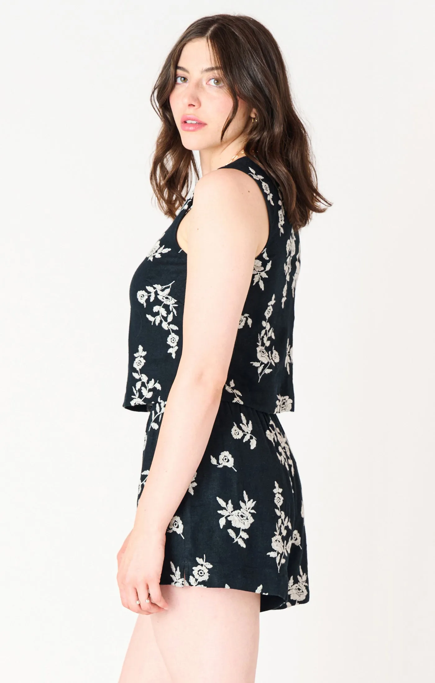 Square-Neck Embroidered Top