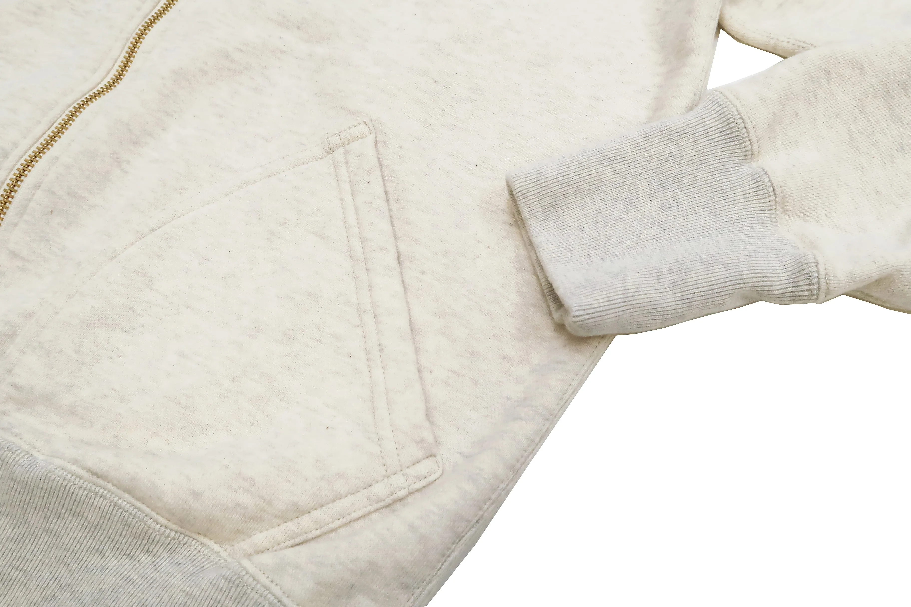 Studio D'artisan Plain Hoodie Men's Solid Zip-Up Hooded Sweatshirt 8087M Oatmeal