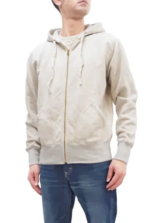 Studio D'artisan Plain Hoodie Men's Solid Zip-Up Hooded Sweatshirt 8087M Oatmeal