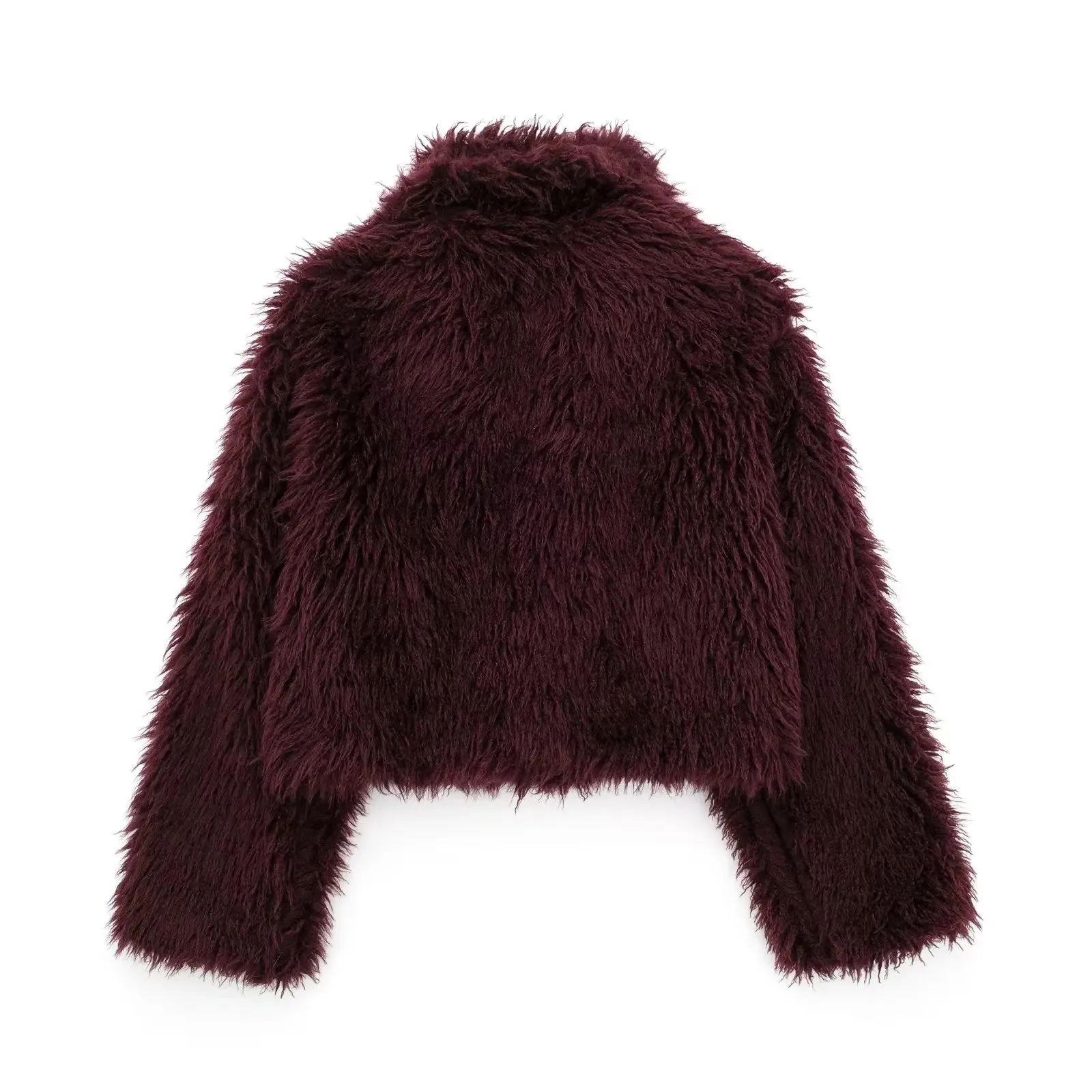 Stylish Oversized Fuzzy Faux Leather Coat for Ladies