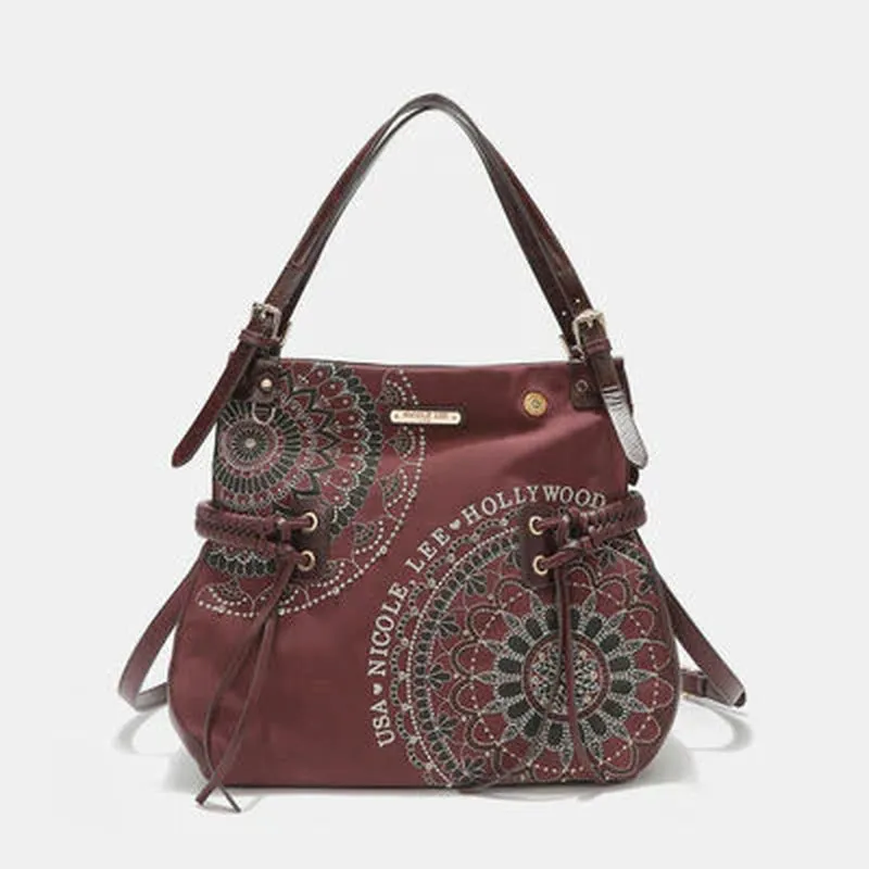 TasselGlam™ Braided Rhinestone Hobo – Nicole Lee USA Embroidered Luxe Bag