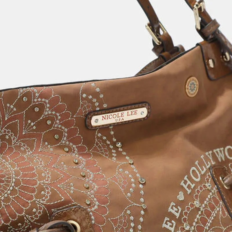 TasselGlam™ Braided Rhinestone Hobo – Nicole Lee USA Embroidered Luxe Bag
