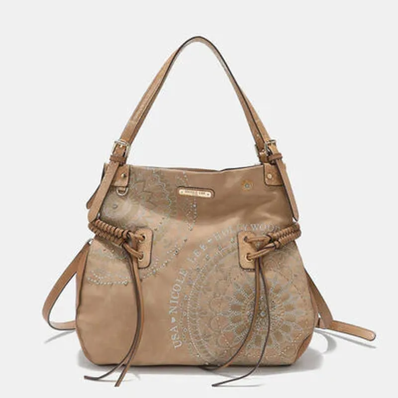 TasselGlam™ Braided Rhinestone Hobo – Nicole Lee USA Embroidered Luxe Bag