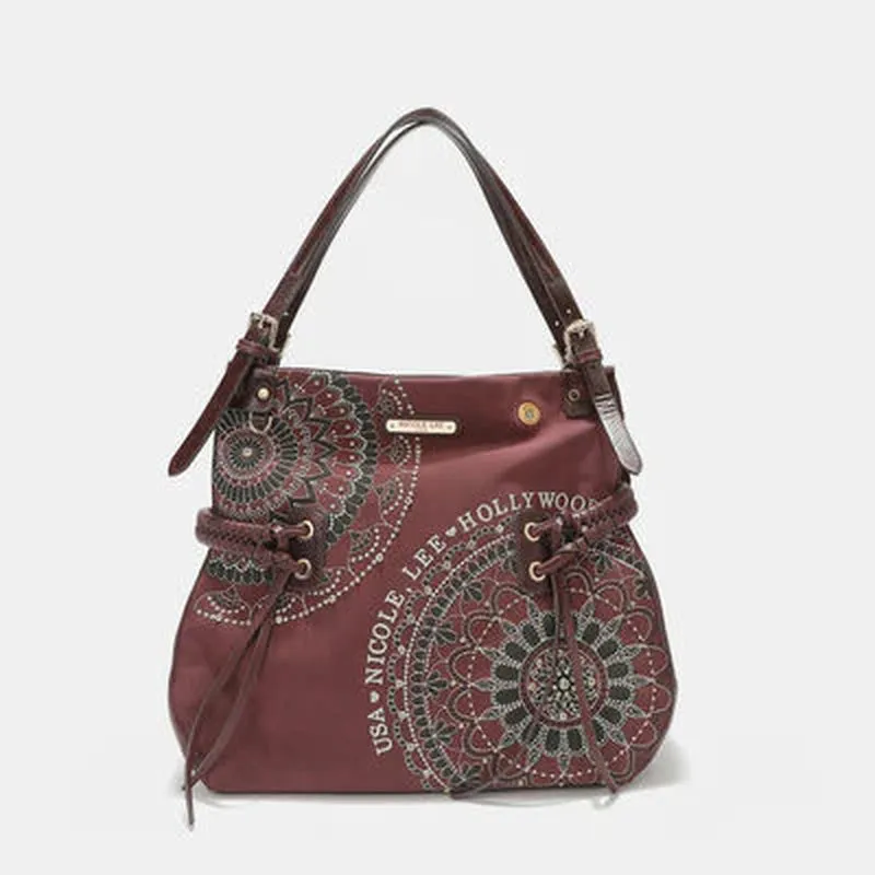 TasselGlam™ Braided Rhinestone Hobo – Nicole Lee USA Embroidered Luxe Bag