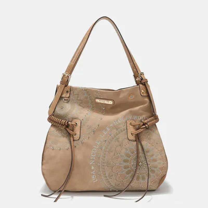 TasselGlam™ Braided Rhinestone Hobo – Nicole Lee USA Embroidered Luxe Bag