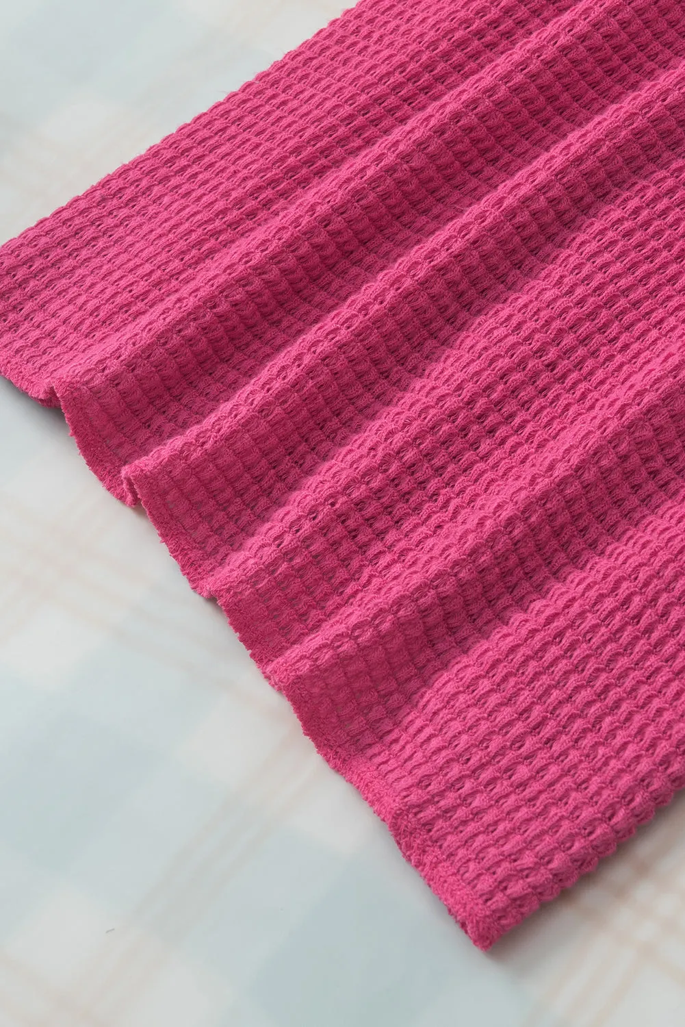 Textured Knit Split Neck Top