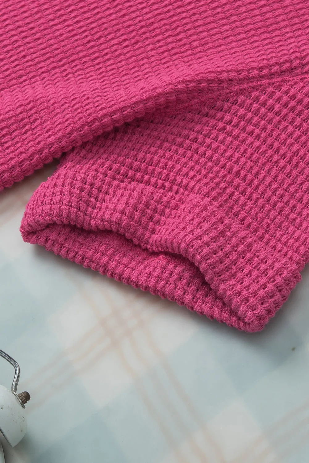 Textured Knit Split Neck Top