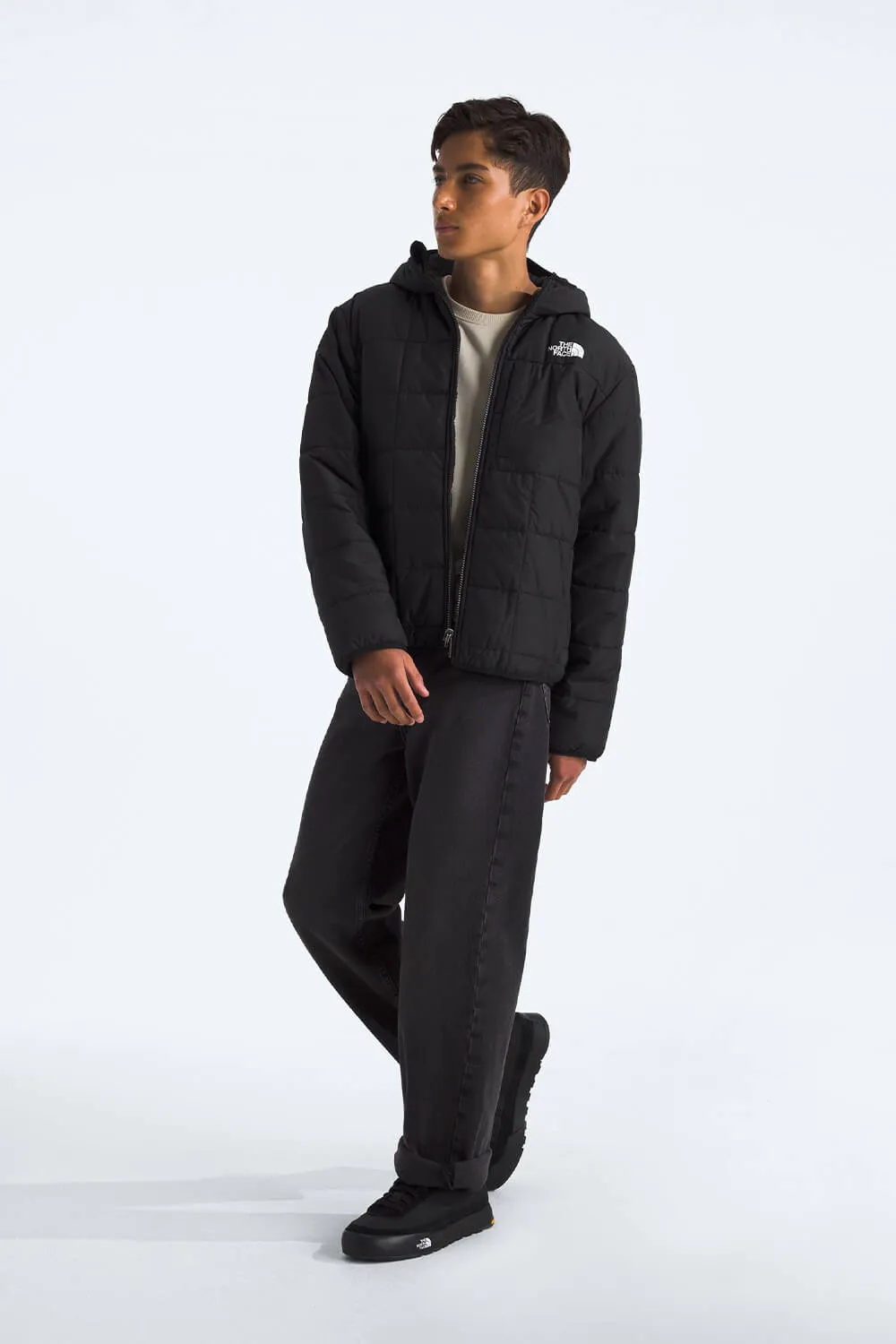 The North Face Reversible Shasta Full-Zip Hooded Jacket for Boys in Black | NF0A88TP-JK3