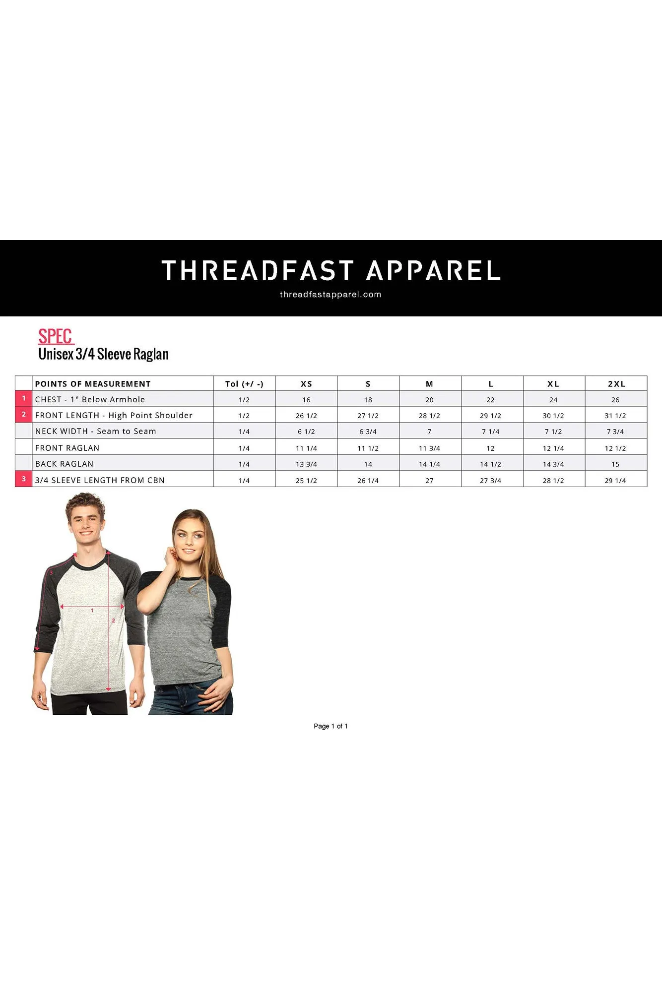 Threadfast Unisex Triblend 3/4-Sleeve Raglan, Cream/Black Triblend *Personalize It