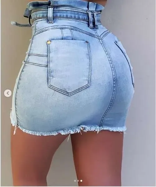 Tie The Knot Buttoned Denim Mini Skirt