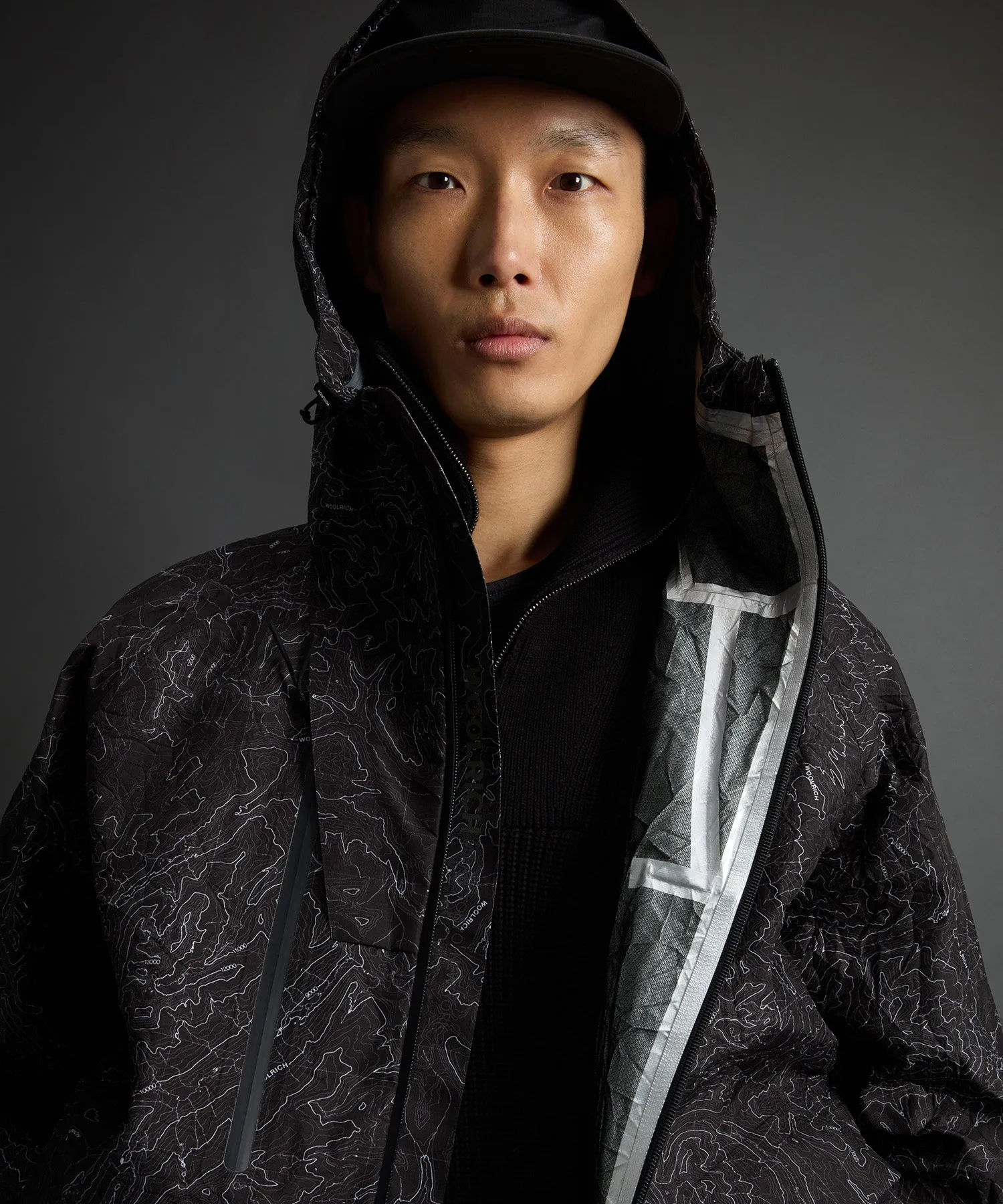 Todd Snyder x Woolrich 3-Layer Map Jacket in Black