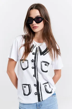 Trompe-L'oeil Jacket Organic Cotton T-Shirt White