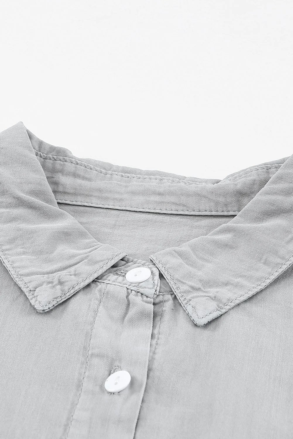 Turn-down Collar Short Sleeve Denim Shirt