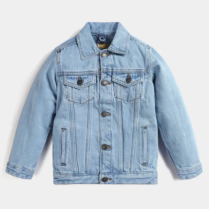 Unisex Kids Basic Denim Button Down Jacket