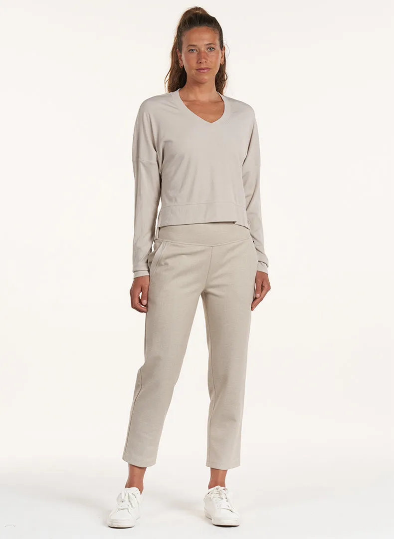 V-Neck Daily Side Slit Long Sleeve