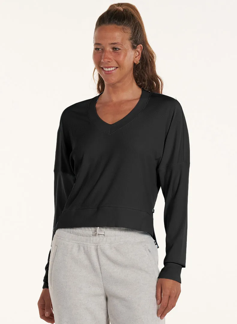 V-Neck Daily Side Slit Long Sleeve